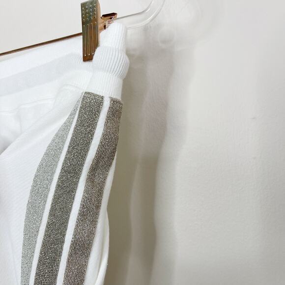 New Rails Oakland Slim Fit Glitter Stripe Joggers White Metallic Large L Lounge - Picture 5 of 14